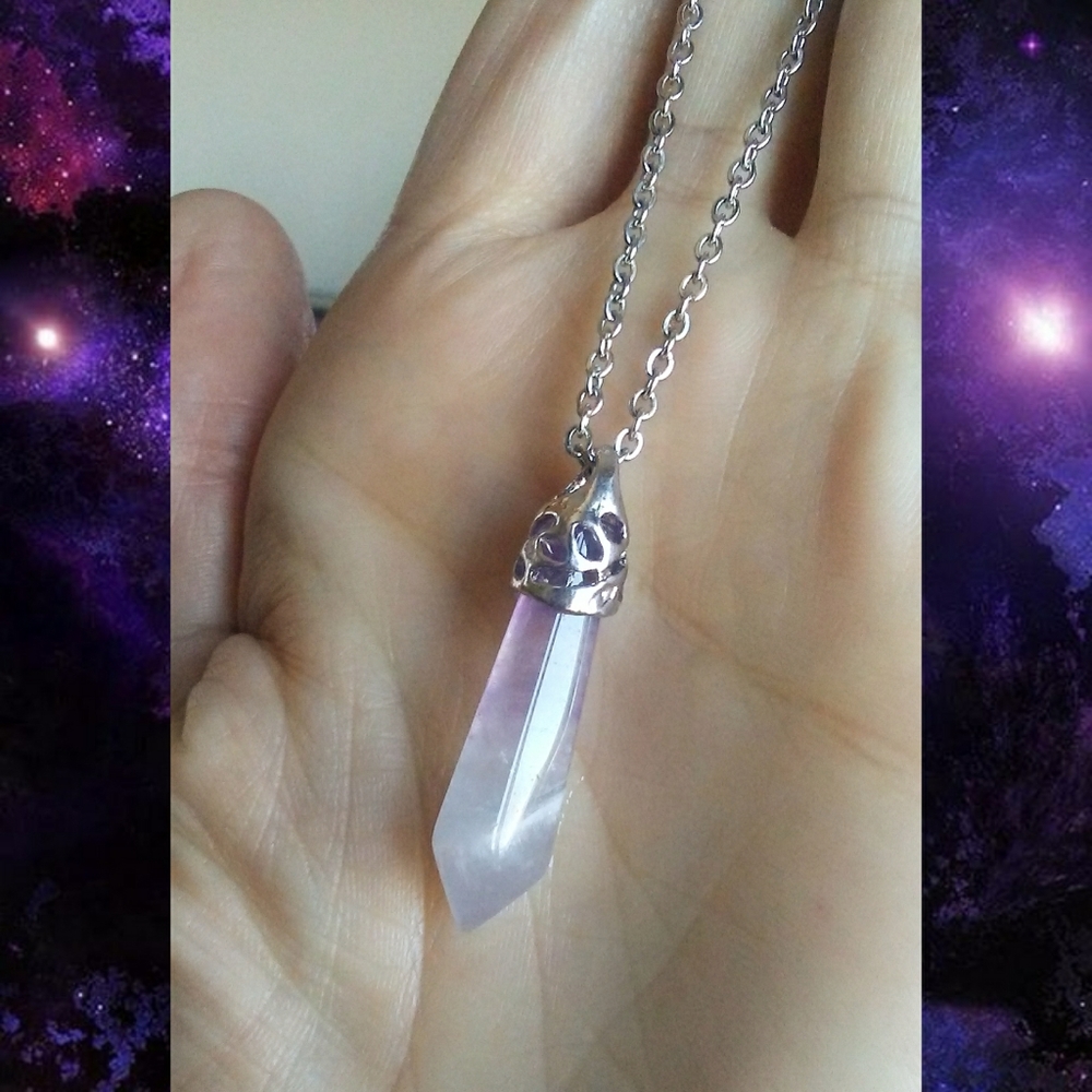 🌙💜 Amethyst Stone Necklace Crystal Point Healing Jewelry Witchy - Picture 3 of 16